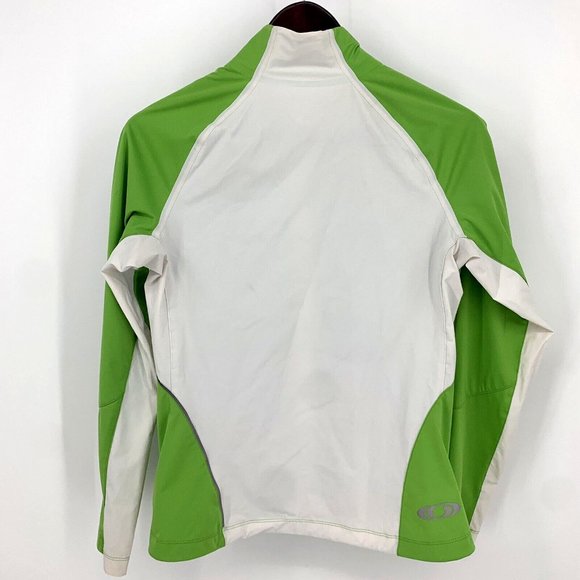 Salomon Women’s Clima Windstopper Running Hiking Light Shell Jacket Medium Green - Picture 8 of 9